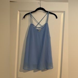Japna Light Blue Tank Top with Cross Hatching, Size M